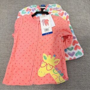 Kids Headquarters Baby Girls Coral Pajamas with Giraffe Design 12 Months